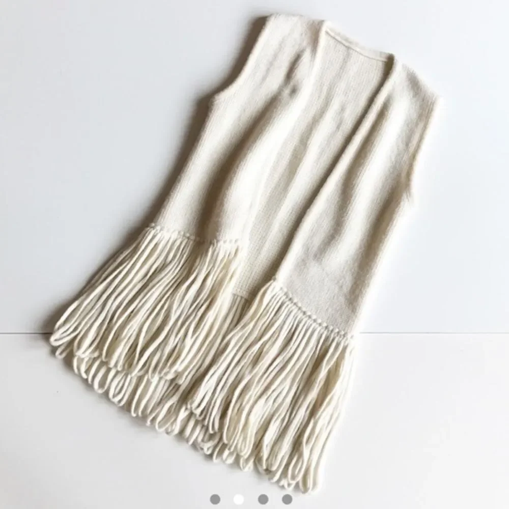 70s Vintage ivory fringe festival cardigan sweater women's xs / small